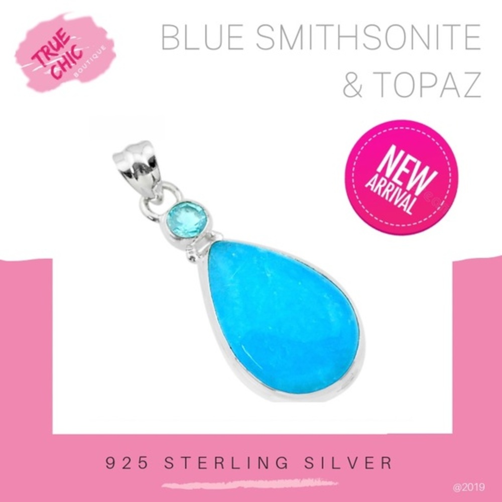 Blue Smithsonite & Topaz Pendant